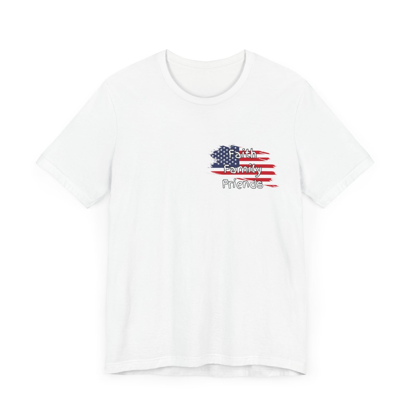 USA Faith Family Friends in Heart Position Unisex Jersey Short Sleeve Tee