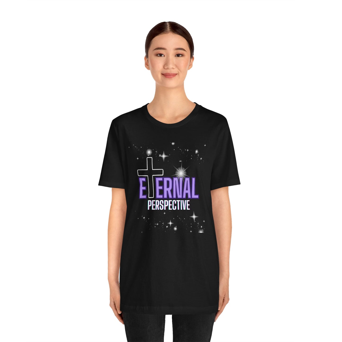 Eternal Perspective purple letters Unisex xs plus Jersey Short Sleeve Tee