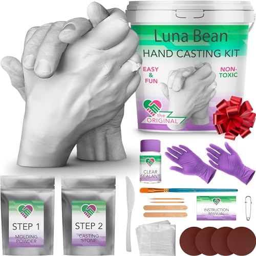 Luna Bean Hand Casting Kit - Hand Mold Kit Couples Gifts - Christmas Gifts for Women, Gifts for Mom - Gifts for Her, Him - Unique Anniversary & Bridal Shower Gifts, Wedding, Engagement, Grandma Gifts