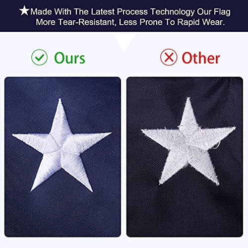 American Flag 3x5 Ft Outdoor Heavy Duty,100% in USA Longest Lasting American Flags For Outside 3x5,American Flag 3x5 Embroidered Stars,Us Flags 3x5 Outdoor Best In Usa High Wind Stitched Stripes,Outdoor 3x5 American Flag Nylon,Embroidered Outside All Weat