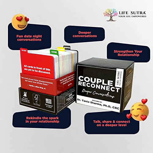 Life Sutra - Couple Reconnect Game/Card Game for Married Couples - 200 Couples Conversation Card - Speak Your Love Language - Designed by an American Psychologist